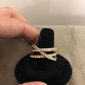 Avon golden tone crystals ring size 10